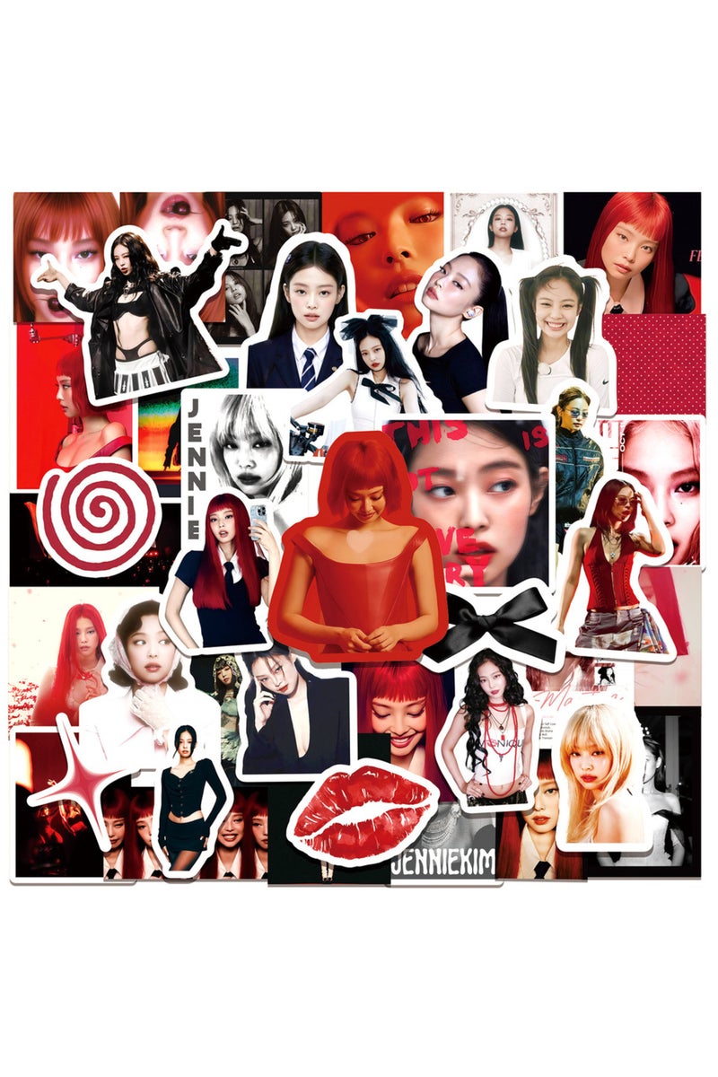 erorex MULTICOLOR 50Pcs Jennie Stickers Jennie Ruby DIY Stickers Scrapbooking Phone Luggage Skateboard Wate