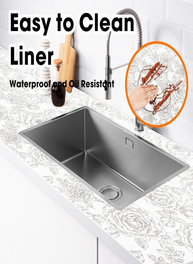 Gopas Drawer and Shelf Liner for Kitchen, Non-Adhesive Cabinet Liner Non-Slip Shelf Paper Strong Grip Waterproof Easy to Clean Liners for Kitchen Cupboard, Bathroom Cabinets, Flower,12IN X 10FT - Image 3