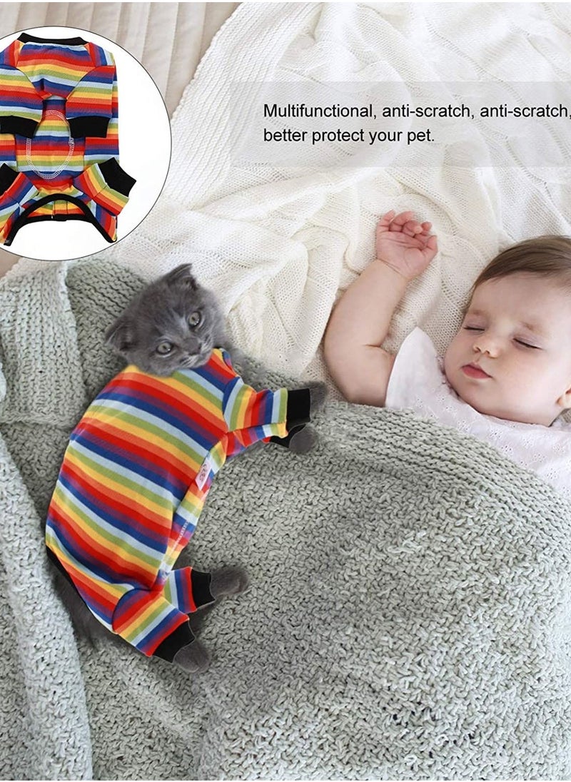 KASTWAVE Dog Surgical Recovery Suit Rainbow Color Anti- licking Dog Abdominal Wounds Bandages Post- Operative Onesie for E-Collar Dogs Cats After Surgery Colorful  - Image 3