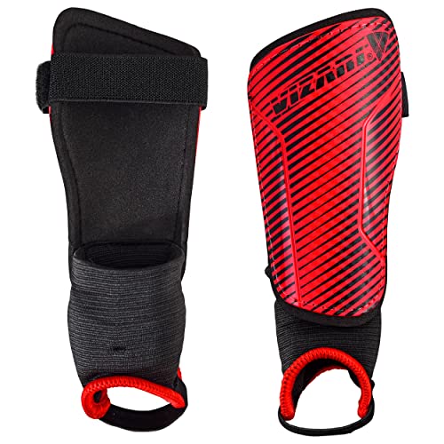 Vizari Matera Soccer Shin Guards | Shinguards for Adults and Kids with Ankle Protection (Red/Black, XX-Small) - Image 1