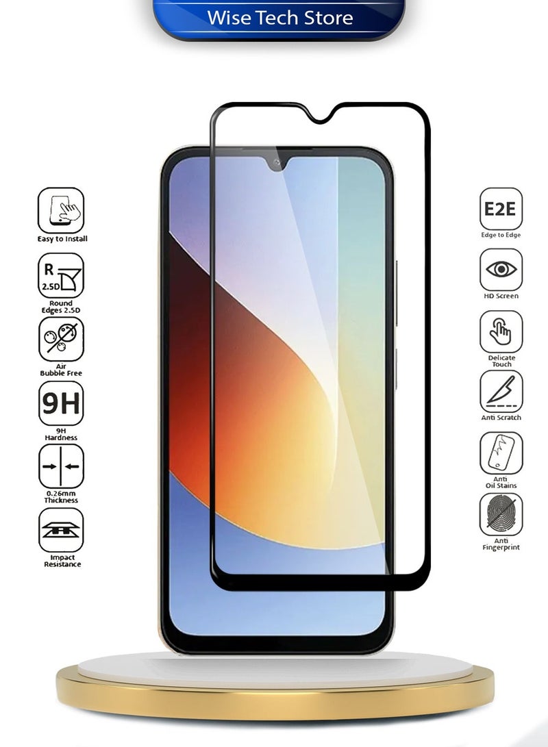 دبليو تيك شاومي ريدمي A7 برو 4G / ريدمي A7 4G 2026 سلسلة بريميوم E2E واقي شاشة زجاج مقسى كامل بالغراء كامل - شفاف/أسود - Image 2