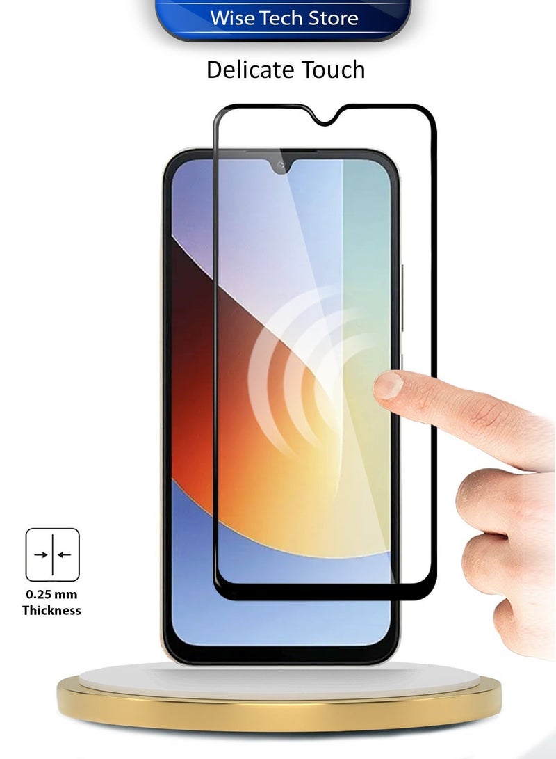 دبليو تيك شاومي ريدمي A7 برو 4G / ريدمي A7 4G 2026 سلسلة بريميوم E2E واقي شاشة زجاج مقسى كامل بالغراء كامل - شفاف/أسود - Image 3