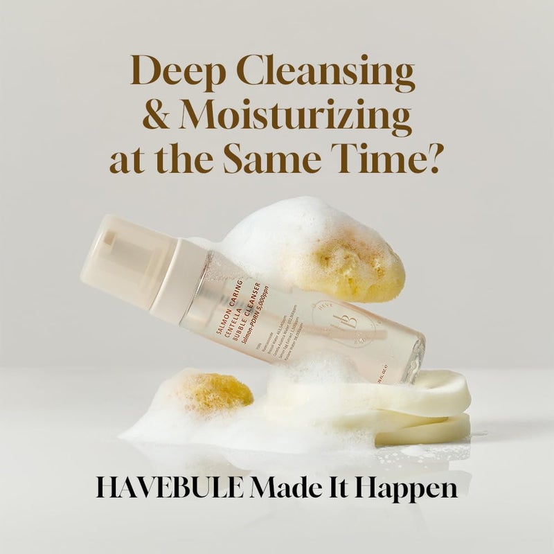 HEVEBLUE Salmon Caring Centella Bubble Cleanser - Salmon PDRN, pH 5.5, Salmon Egg Extract, Centella, Moisturizing, Balancing, Pore Cleansing, Low Irritation, Hypoallergenic, Sensitive Skin - Image 4