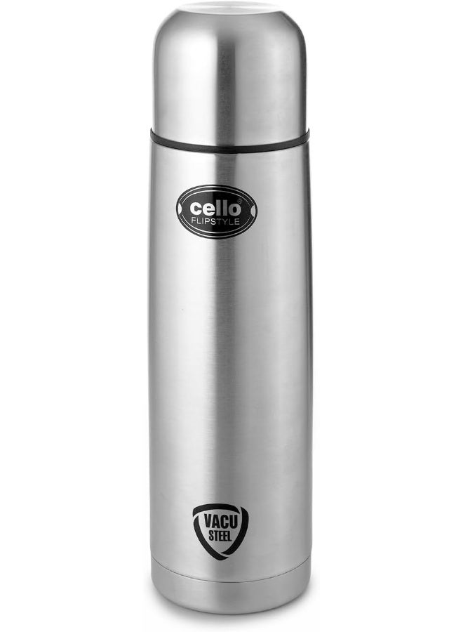 Cello Flip Style Stainless Steel Bottle with Thermal Jacket (1000ml, Silver) - Image 3