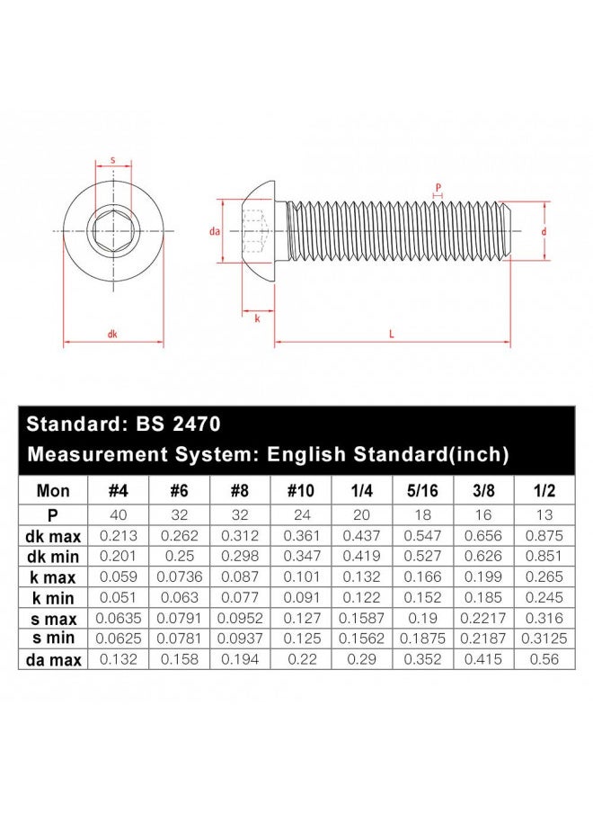 EASTLO 1/4-20 x 3/4" Button Head Socket Cap Bolts Screws, 304 Stainless Steel 18-8, Allen Hex Drive, Bright Finish, Fully Machine Thread, Pack of 25  - Image 3