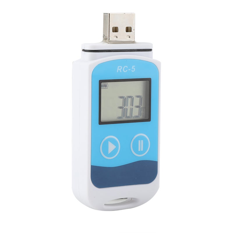 سجل بيانات درجة الحرارة المحمول RC-5 المسجل الصغير مع شاشة عرض LCD ومستشعر داخلي 32000 نقطة - Image 5