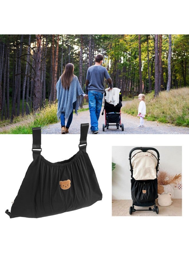 Agatige Stroller Bag Organizer, Bear Pattern Nylon Reusable Washable Stroller Organizer Baby Stroller Accessories for Holding Mobile Phone Wallets Milk Bottles(Black) - Image 2