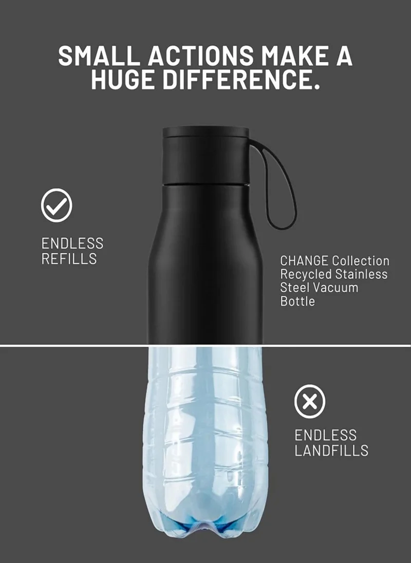 Hans Larsen R-NEBRA - CHANGE Collection Recycled Stainless Steel Vacuum Bottle - Black