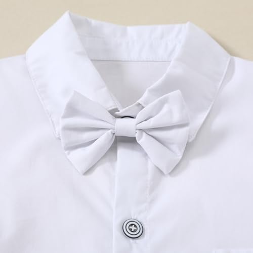 DISAUR Boys Dress Shirts Size 9-10 Years White Boys Short Sleeve Button Down Shirt - Image 2
