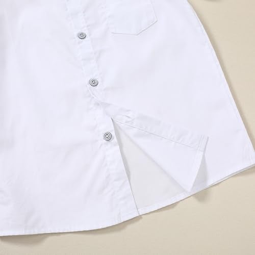 DISAUR Boys Dress Shirts Size 9-10 Years White Boys Short Sleeve Button Down Shirt - Image 4