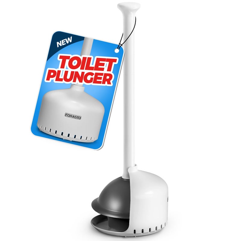 FORASTO Toilet Plunger with Holderï¼ŒPlungers for Bathroom with Holder, Toilet Plunger Heavy Dutyï¼ŒBathroom Plungerï¼ŒBathroom Decorï¼ŒBathroom Accessoriesï¼ŒToilet Bowl Cleaners,White - Image 1