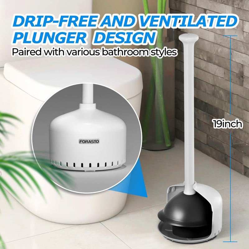 FORASTO Toilet Plunger with Holderï¼ŒPlungers for Bathroom with Holder, Toilet Plunger Heavy Dutyï¼ŒBathroom Plungerï¼ŒBathroom Decorï¼ŒBathroom Accessoriesï¼ŒToilet Bowl Cleaners,White - Image 5