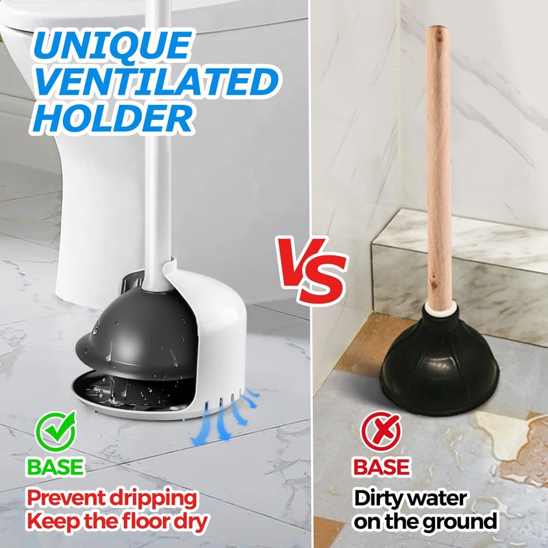 FORASTO Toilet Plunger with Holderï¼ŒPlungers for Bathroom with Holder, Toilet Plunger Heavy Dutyï¼ŒBathroom Plungerï¼ŒBathroom Decorï¼ŒBathroom Accessoriesï¼ŒToilet Bowl Cleaners,White - Image 2