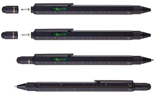 Troika CONSTRUCTION Multitasking Ballpoint Pen - PIP20/BG - Black/Gold - Centimetre and Inch Ruler - 1:20 m and 1:50 m Scale - Spirit Level - Slotted and Phillips Screwdriver - Stylus - Image 2
