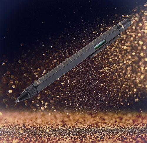 Troika CONSTRUCTION Multitasking Ballpoint Pen - PIP20/BG - Black/Gold - Centimetre and Inch Ruler - 1:20 m and 1:50 m Scale - Spirit Level - Slotted and Phillips Screwdriver - Stylus - Image 3