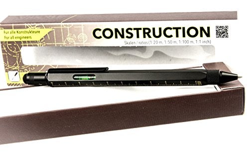 Troika CONSTRUCTION Multitasking Ballpoint Pen - PIP20/BG - Black/Gold - Centimetre and Inch Ruler - 1:20 m and 1:50 m Scale - Spirit Level - Slotted and Phillips Screwdriver - Stylus - Image 4
