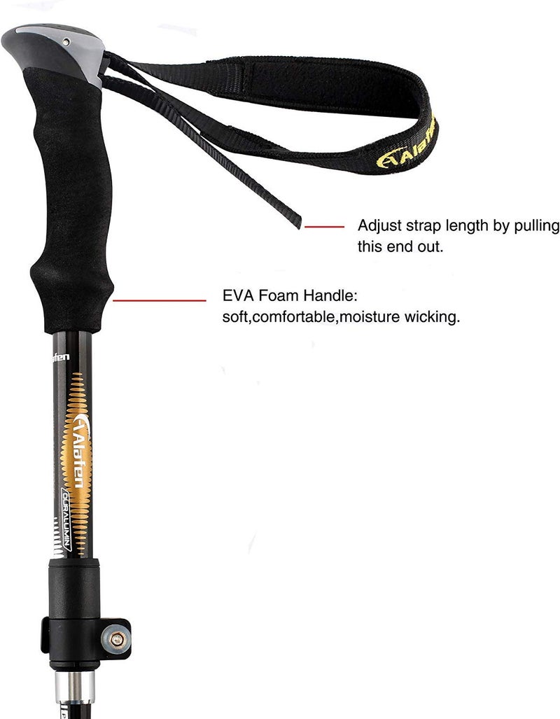 A ALAFEN Aluminum Collapsible Ultralight Travel Trekking Hiking Pole for Men and Women, Black 1PC - Image 5
