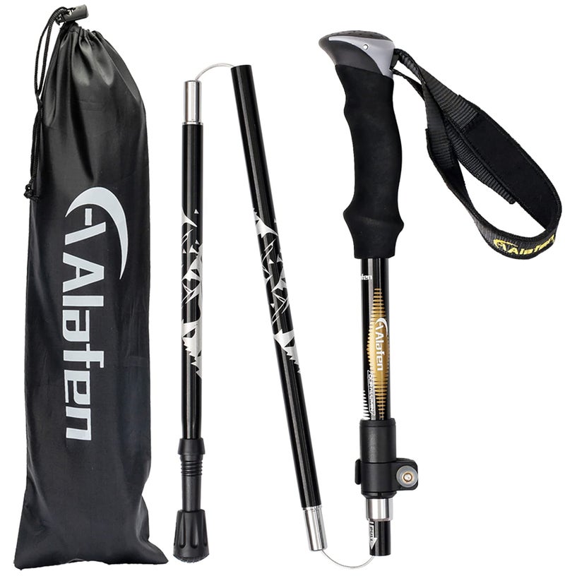 A ALAFEN Aluminum Collapsible Ultralight Travel Trekking Hiking Pole for Men and Women, Black 1PC - Image 2