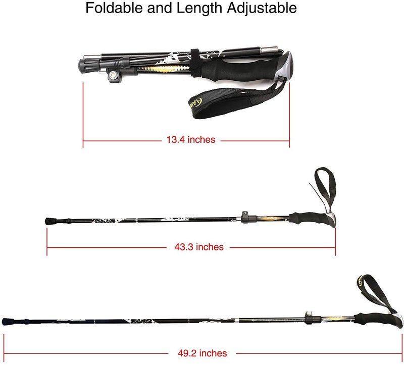 A ALAFEN Aluminum Collapsible Ultralight Travel Trekking Hiking Pole for Men and Women, Black 1PC - Image 3