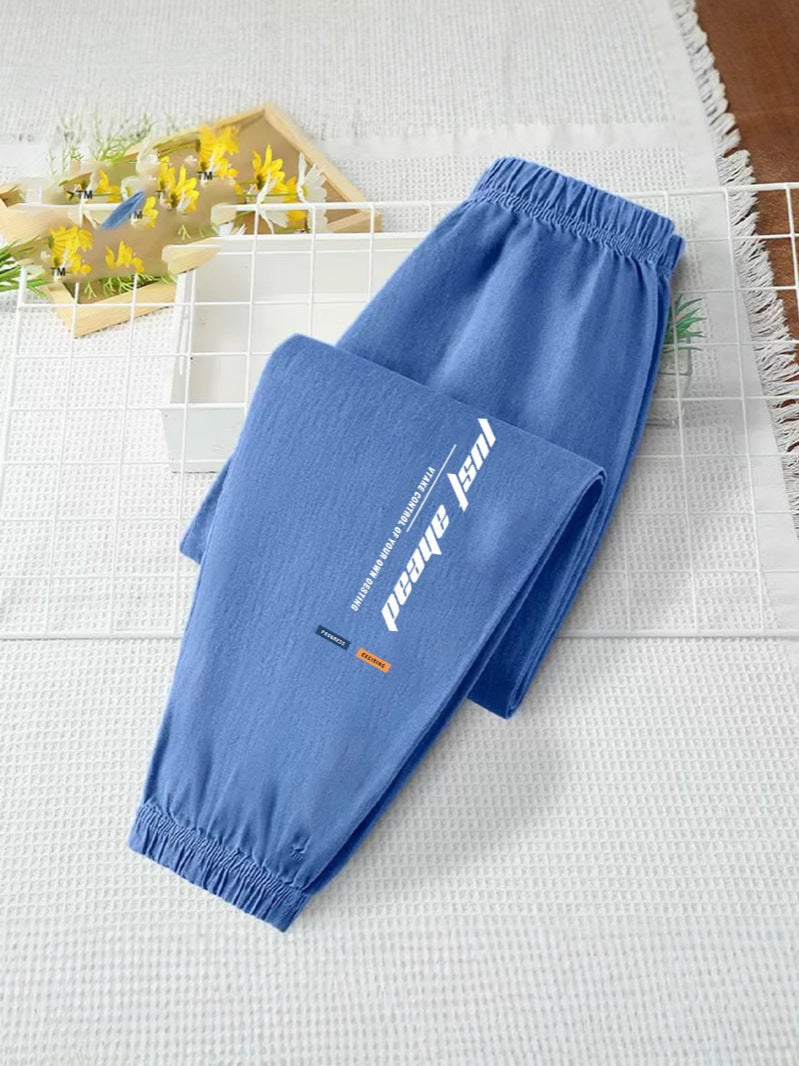 Boys Handsome Summer Casual Ice Silk Denim Thin Anti-Mosquito Pants For Large Children All-Match Outer Wear Pants - Image 2
