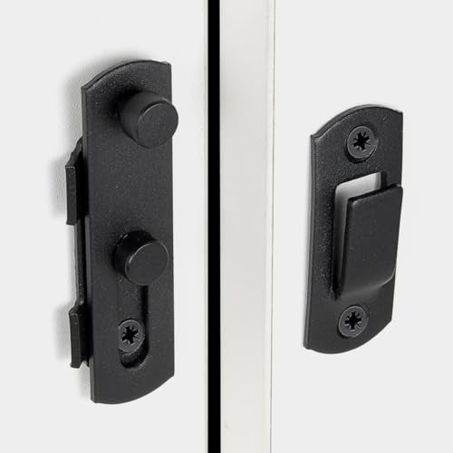 INIRET 2 Packs Barn Door Latches，2.75” x 2.02” Matte Black Stainless Steel barn gate flip Door Latch Bi-fold Door Lock,Sliding Door Antique Lock Gate Latches Wine Cabinet Closet Door Latches - Image 4