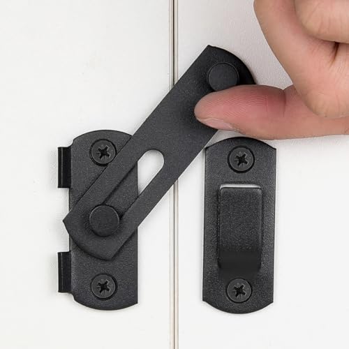 INIRET 2 Packs Barn Door Latches，2.75” x 2.02” Matte Black Stainless Steel barn gate flip Door Latch Bi-fold Door Lock,Sliding Door Antique Lock Gate Latches Wine Cabinet Closet Door Latches - Image 1