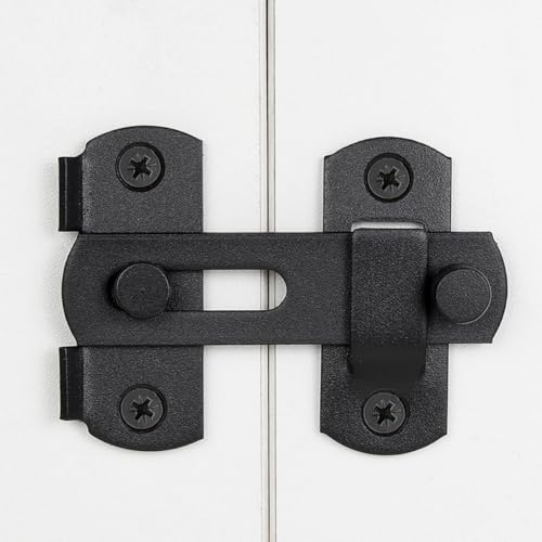 INIRET 2 Packs Barn Door Latches，2.75” x 2.02” Matte Black Stainless Steel barn gate flip Door Latch Bi-fold Door Lock,Sliding Door Antique Lock Gate Latches Wine Cabinet Closet Door Latches - Image 3