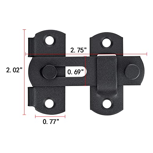 INIRET 2 Packs Barn Door Latches，2.75” x 2.02” Matte Black Stainless Steel barn gate flip Door Latch Bi-fold Door Lock,Sliding Door Antique Lock Gate Latches Wine Cabinet Closet Door Latches - Image 2