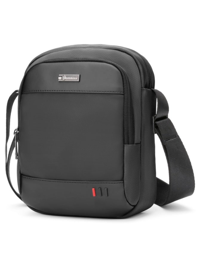أركتيك هانتر حقيبة Arctic Hunter Sling للرجال، حقيبة جانبية صغيرة، حقيبة كروس أنيقة لجهاز iPad مقاس 8 بوصات، حقيبة هاتف محمول فاخرة، حقيبة كتف من البوليستر 1680D مقاومة للماء للمكتب والعمل غير الرسمي - Image 1
