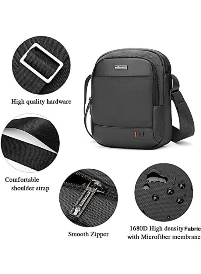 أركتيك هانتر حقيبة Arctic Hunter Sling للرجال، حقيبة جانبية صغيرة، حقيبة كروس أنيقة لجهاز iPad مقاس 8 بوصات، حقيبة هاتف محمول فاخرة، حقيبة كتف من البوليستر 1680D مقاومة للماء للمكتب والعمل غير الرسمي - Image 2