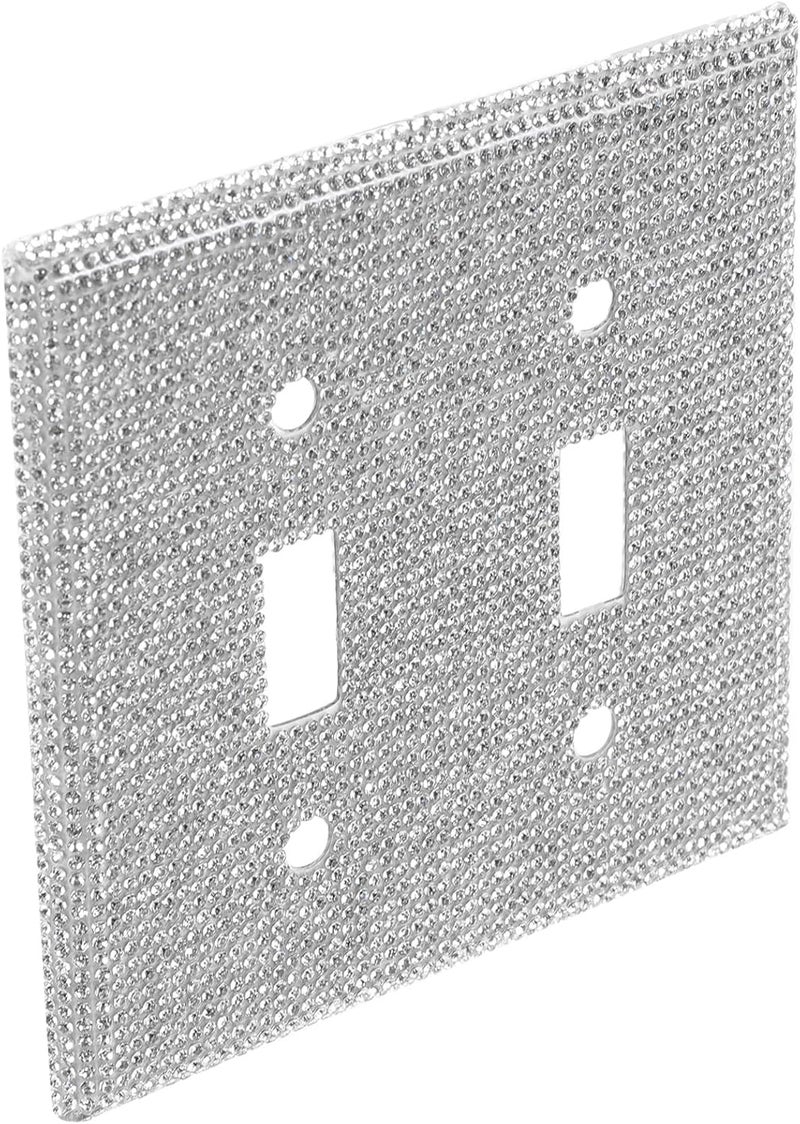 Rhinestone Decorative Wall Plate Cover, Dual Switch Outlet Cover with Bling Mirror Finish, Standard Electrical Wall Plate for Home and Office Use - Image 1