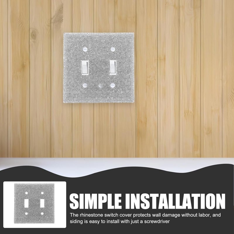 Rhinestone Decorative Wall Plate Cover, Dual Switch Outlet Cover with Bling Mirror Finish, Standard Electrical Wall Plate for Home and Office Use - Image 5