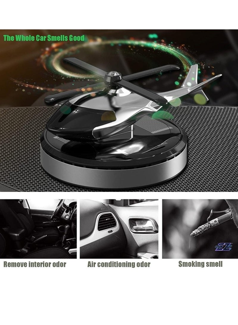 ELTRAZONE Solar Energy Rotating Helicopter Diffuser – Car Air Freshener, Long-Lasting Fragrance, Essential Oil Diffuser, Odor Eliminator, Home & Office Decor (Gold) - Image 2