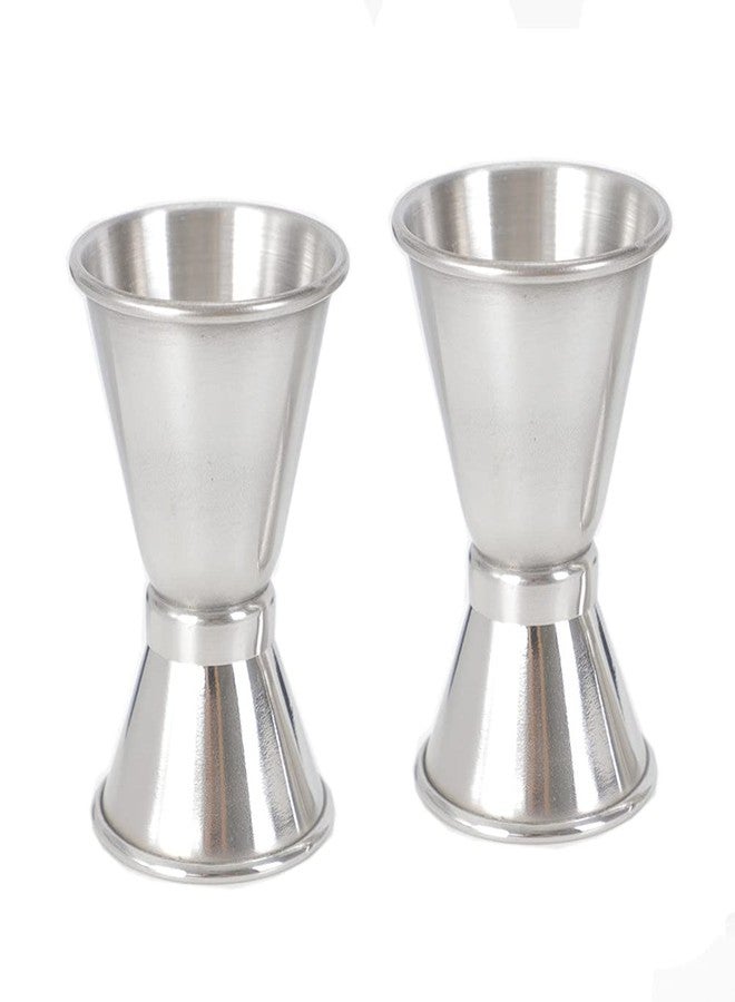 لوزين قطعتان من أكواب قياس الكوكتيل المزدوجة، سعة 0.5 أونصة / 1 أونصة، مصنوعة من الفولاذ المقاوم للصدأ، أداة قياس للاستخدام في البارات والمطاعم والمنازل، لون فضي - Image 2