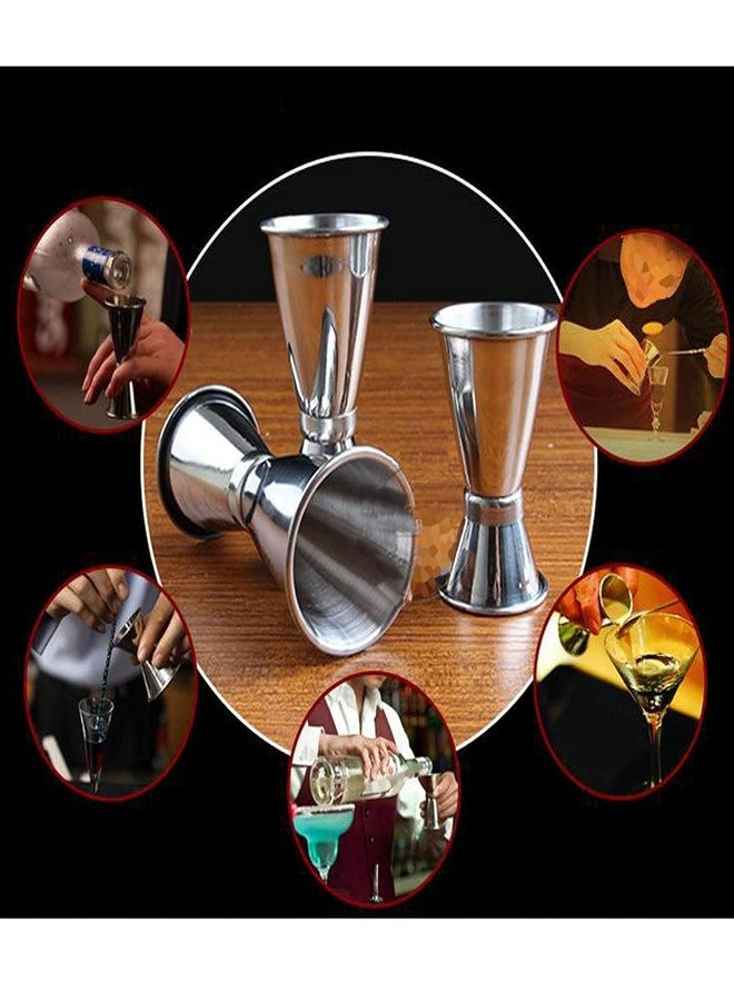 لوزين قطعتان من أكواب قياس الكوكتيل المزدوجة، سعة 0.5 أونصة / 1 أونصة، مصنوعة من الفولاذ المقاوم للصدأ، أداة قياس للاستخدام في البارات والمطاعم والمنازل، لون فضي - Image 5