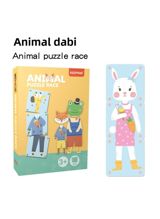 لعبة ألغاز مطابقة معرفية للأطفال، لعبة تفاعلية لتركيز التدريب على الوالدين والطفل، لعبة ألغاز، لعبة التفكير المنطقي، اللون: مسابقة الحيوانات - Image 1