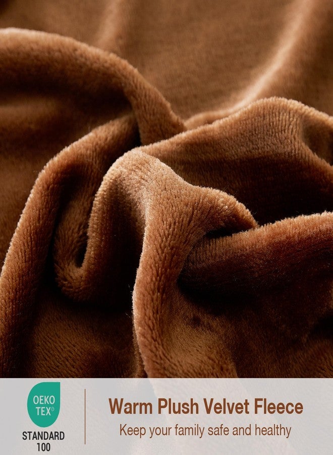 Viviland Full Plush Bed Sheets, Micro Fleece Fitted Sheets with 15" Deep Pocket, Fuzzy Polar Velour Velvet Winter Sheets & Pillowcase Set - Maillard Brown - Image 4