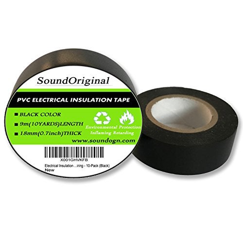 SoundOriginal Black Electrical Tape 10 Pack 0.7-Inch by 30 Feet, Voltage Level 600V Dustproof, Adhesive for General Home Vehicle Auto Car Power Circuit Wiring Black - Image 4