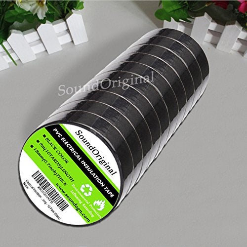 SoundOriginal Black Electrical Tape 10 Pack 0.7-Inch by 30 Feet, Voltage Level 600V Dustproof, Adhesive for General Home Vehicle Auto Car Power Circuit Wiring Black - Image 3