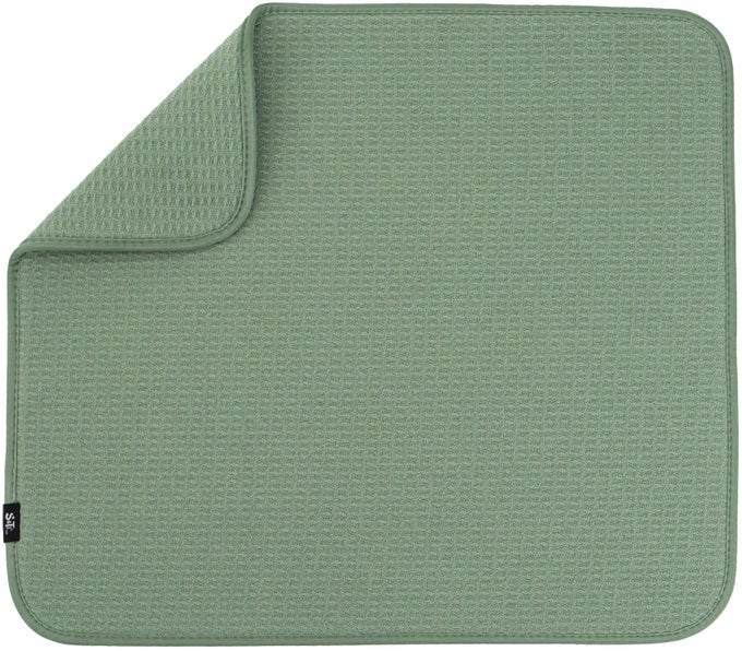 ST INC DISH DRYING MAT 16 X 18 ABSORBENT MICROFIBER KITCHEN COUNTER MAT DISH DRYING PAD FOR DISHES UTENSILS POTS AND PANS LARGE SAGE GREEN