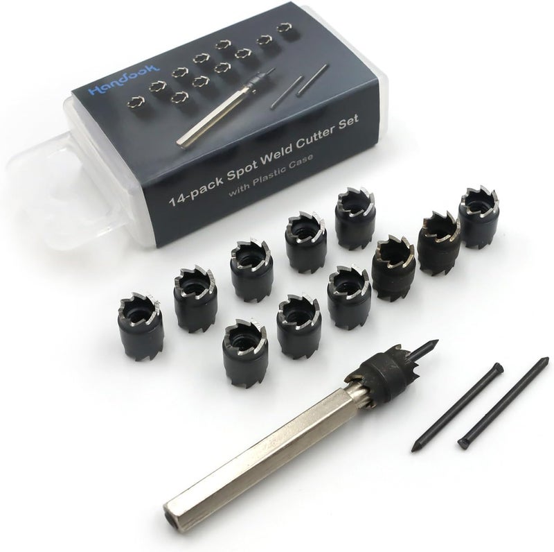 Handook Spot Weld Cutter, Sheet Metal Hole Cutter, Punch Remover Panel Separator for Power Drill Welding Auto Body Work Tool, 3/8 Inch Drill Bit Tool (14-Pack) - Image 1