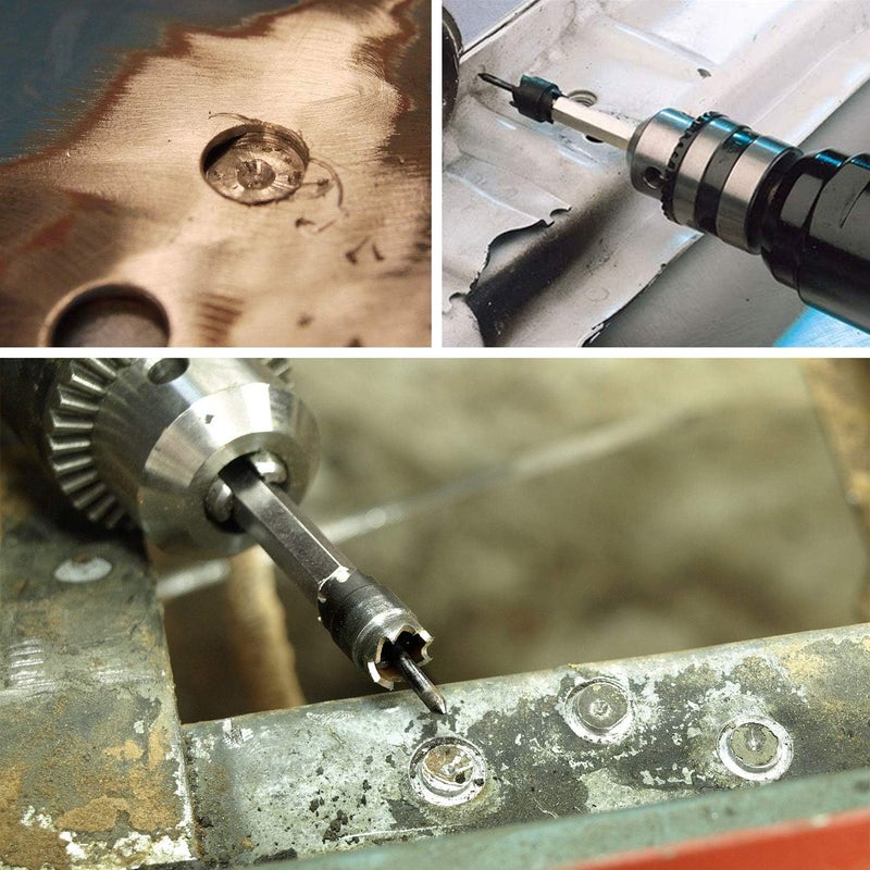 Handook Spot Weld Cutter, Sheet Metal Hole Cutter, Punch Remover Panel Separator for Power Drill Welding Auto Body Work Tool, 3/8 Inch Drill Bit Tool (14-Pack) - Image 5
