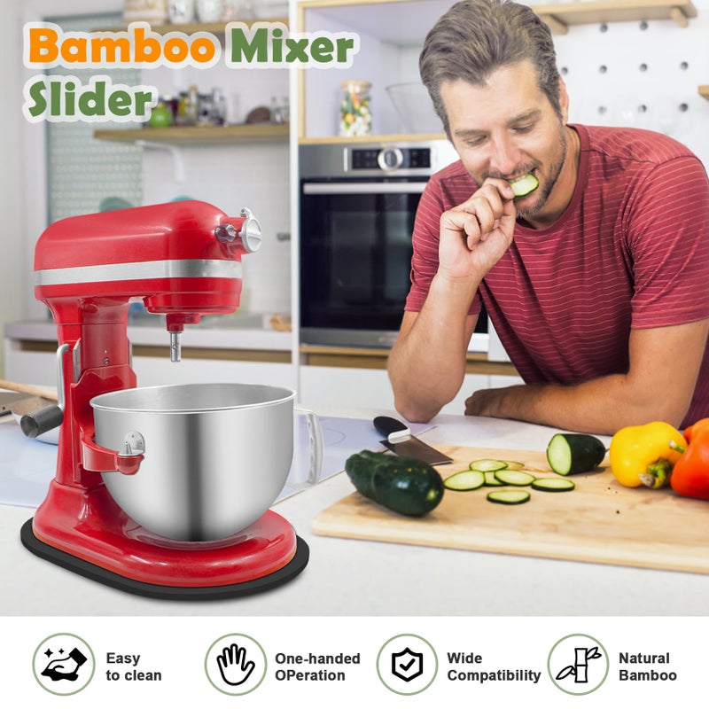 JAYOBGO Bamboo Mixer Slider for Kitchen Aid 5-8 Qt Bowl Lift Stand Mixer, Kitchen Appliance sliding mat Countertop Storage Attachments, Mixer Accessories Sliding Tray Moving Board for Kitchen Aid (Black) - Image 5