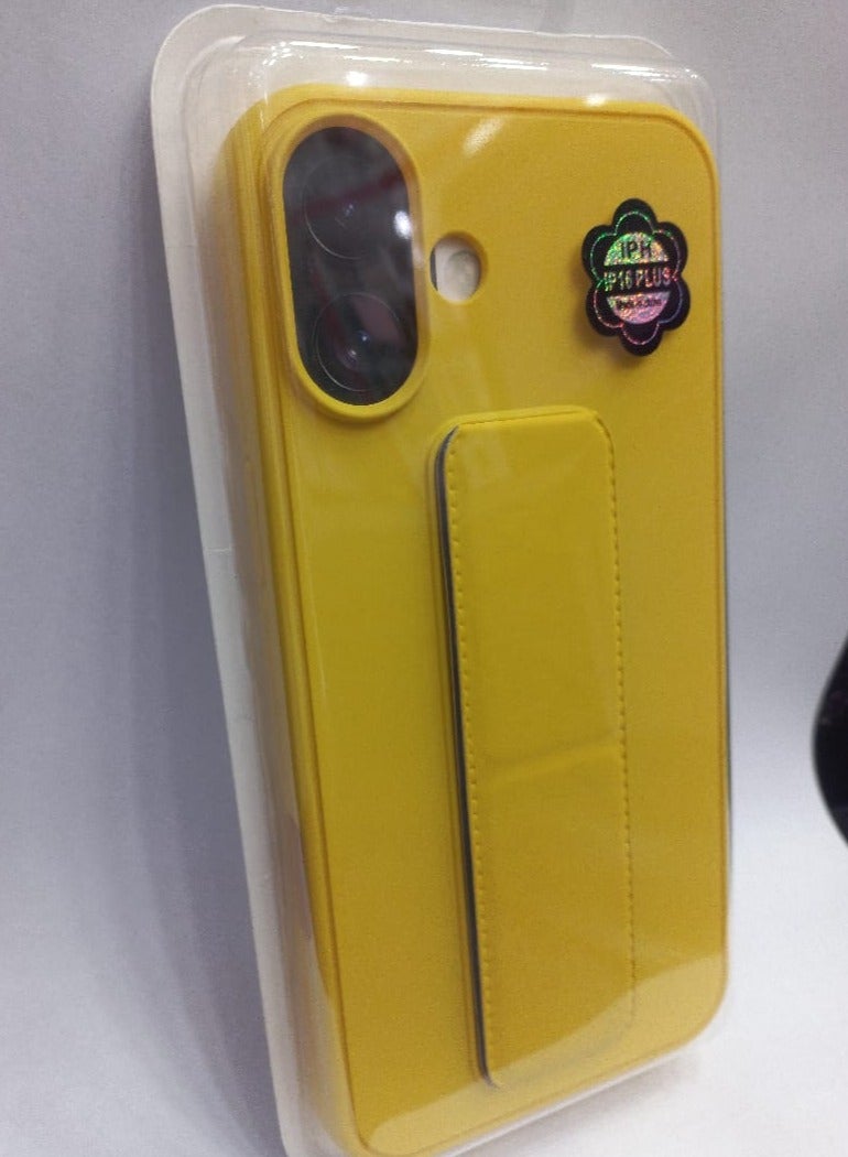 MIGOFAST IPhone 16 Plus Case Magnetic Stand Cover with Kickstand Finger Grip holder Phone Car Magnetic Multi-function Shockproof Protective Case Two-in-one Yellow - Image 2