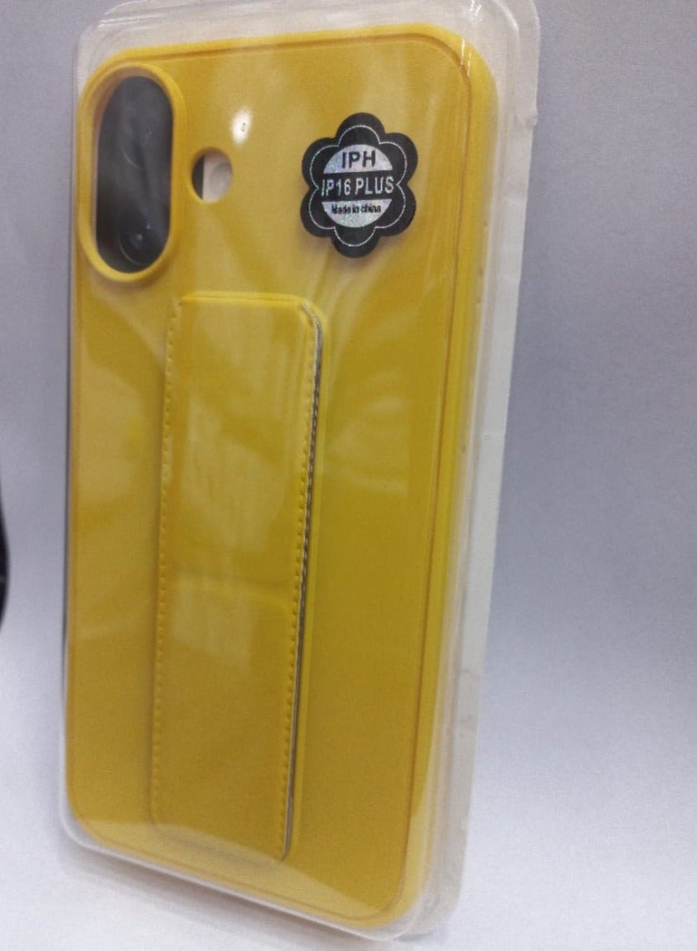 MIGOFAST IPhone 16 Plus Case Magnetic Stand Cover with Kickstand Finger Grip holder Phone Car Magnetic Multi-function Shockproof Protective Case Two-in-one Yellow - Image 3