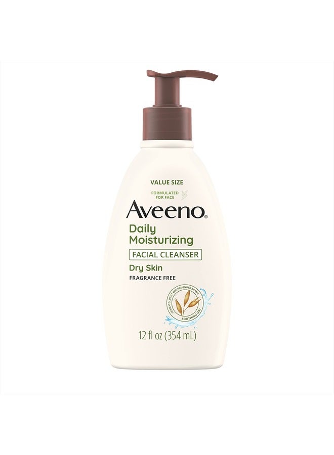 Aveeno Daily Moisturizing Face Cleanser with Soothing Oat, Easy-to-Rinse Cleanser Removes Dirt, Oil & Other Impurities & Leaves Skin Feeling Soft & Supple, Fragrance-Free, 12 fl. oz - Image 1