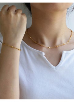 NOON'S UP 18K Stainless Steel Gold Plated Necklace & Bracelet Jewelry Set For Women  - Image 2