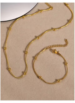 NOON'S UP 18K Stainless Steel Gold Plated Necklace & Bracelet Jewelry Set For Women  - Image 3
