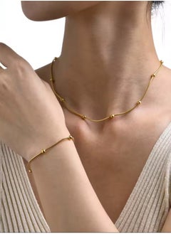 NOON'S UP 18K Stainless Steel Gold Plated Necklace & Bracelet Jewelry Set For Women  - Image 1