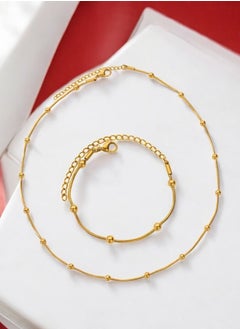 NOON'S UP 18K Stainless Steel Gold Plated Necklace & Bracelet Jewelry Set For Women  - Image 4